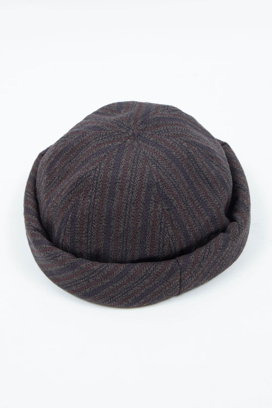 Dobby Stripe Roll Cap Charcoal Gray