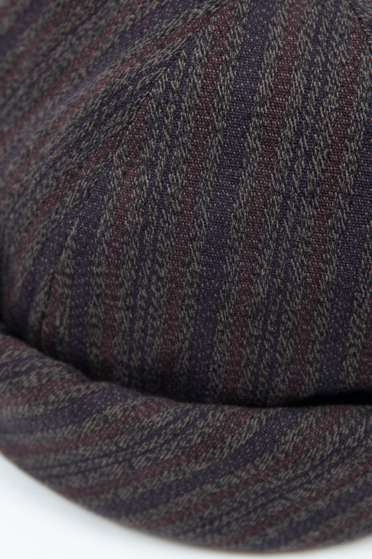 Dobby Stripe Roll Cap Charcoal Gray