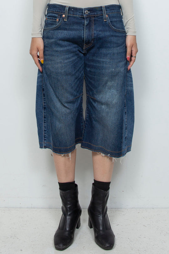 DENIM 3D SHAPE COCOON PANTS (SHORTS)
