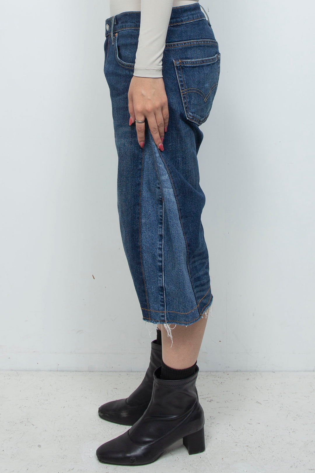 DENIM 3D SHAPE COCOON PANTS (SHORTS)