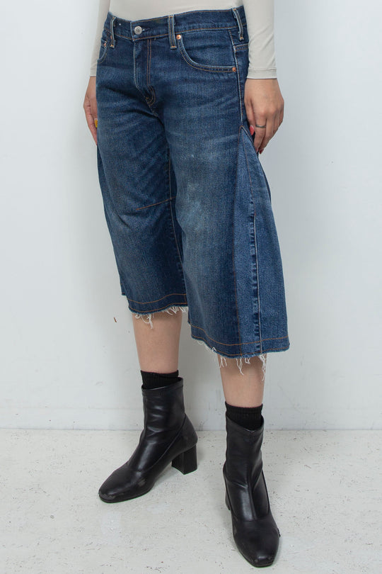 DENIM 3D SHAPE COCOON PANTS (SHORTS)