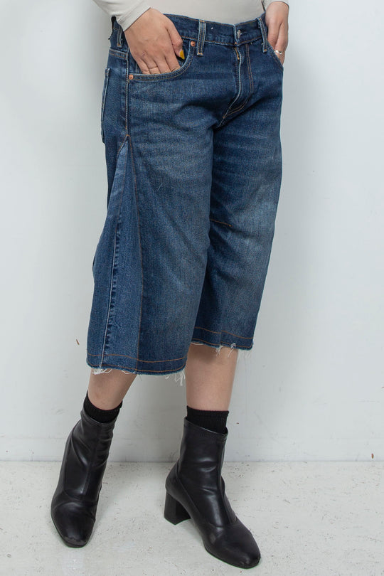 DENIM 3D SHAPE COCOON PANTS (SHORTS)