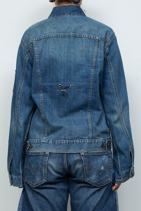 COLLARLESS ADJUSTABLE DENIM JACKET