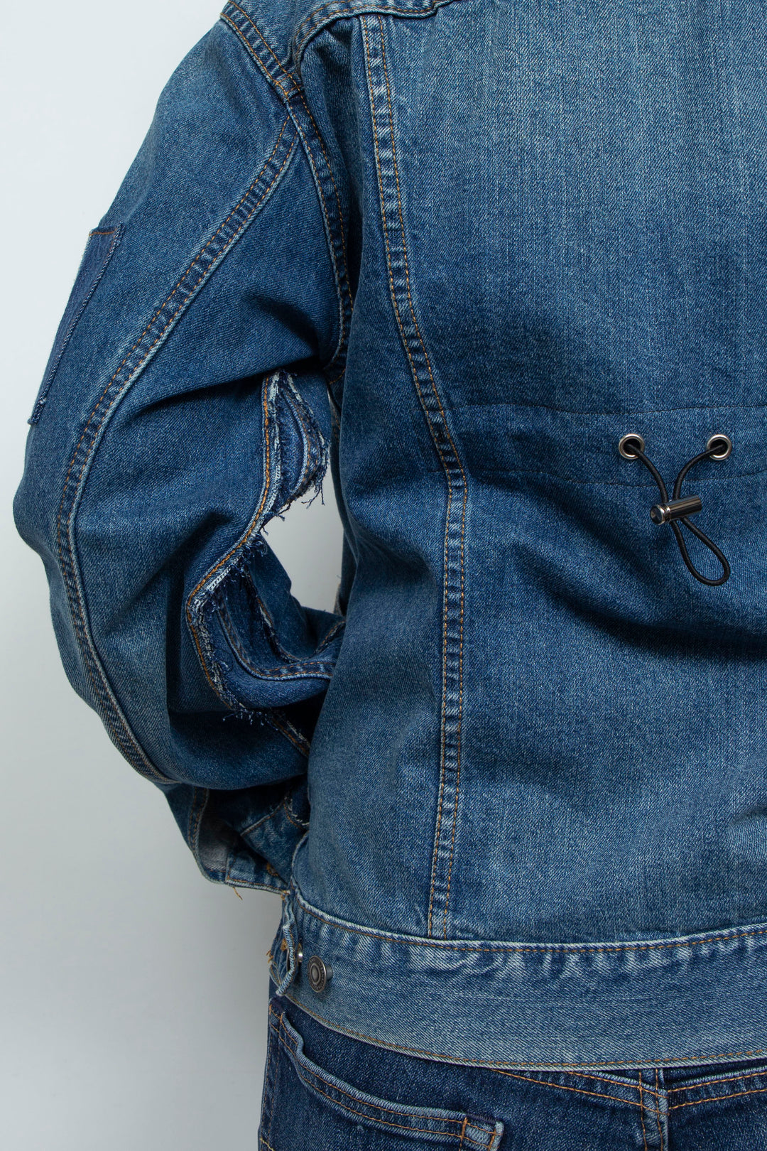 COLLARLESS ADJUSTABLE DENIM JACKET