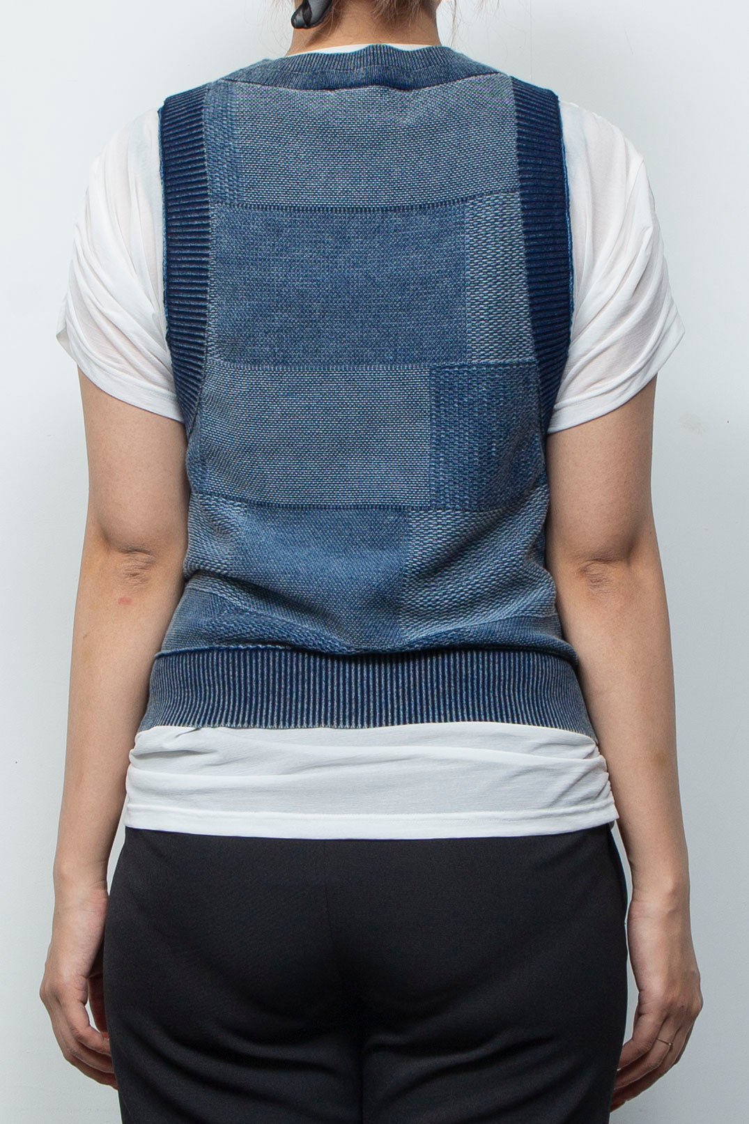 Denim Style Knit Print TANK TOPS Blue