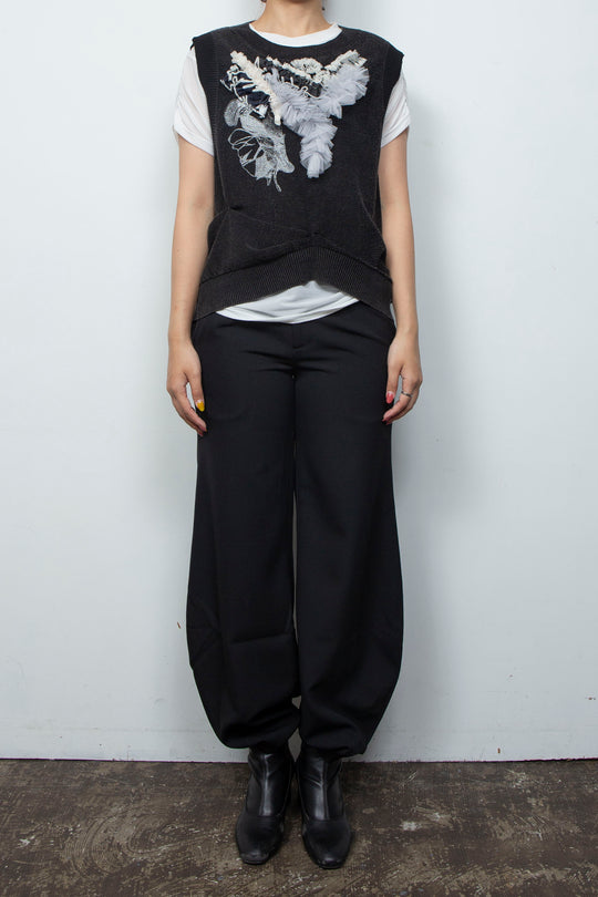 Denim Style Knit Print TANK TOPS Black