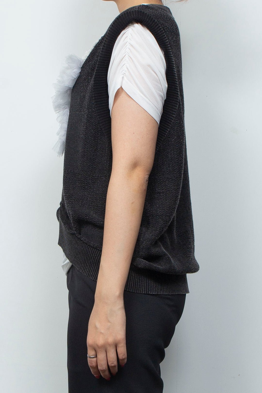 Denim Style Knit Print TANK TOPS Black