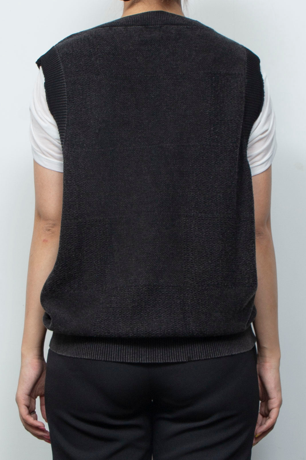 Denim Style Knit Print TANK TOPS Black