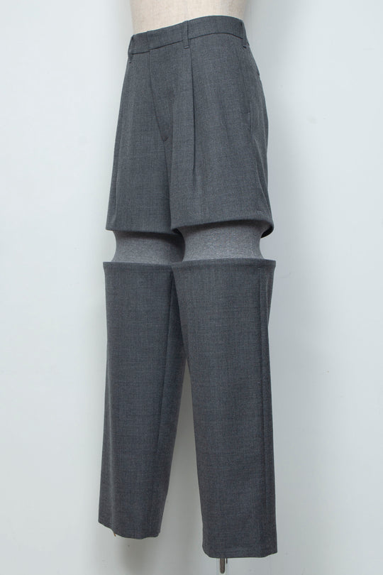Rib Knit Slacks Gray
