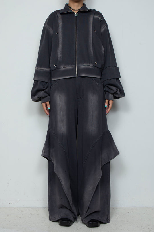 Shadow Effected Sweatshirt Blouson Charcoal
