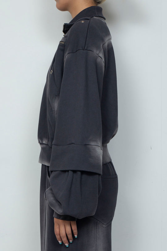 Shadow Effected Sweatshirt Blouson Charcoal