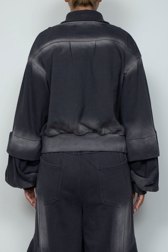 Shadow Effected Sweatshirt Blouson Charcoal