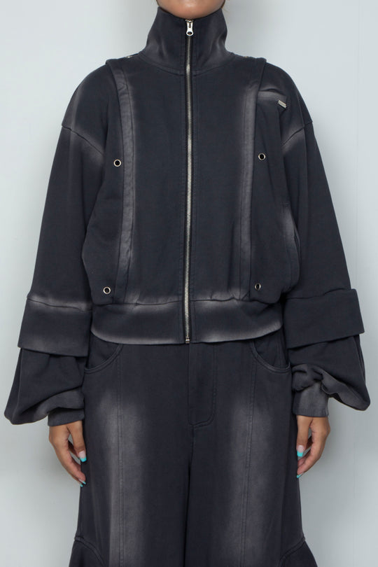Shadow Effected Sweatshirt Blouson Charcoal