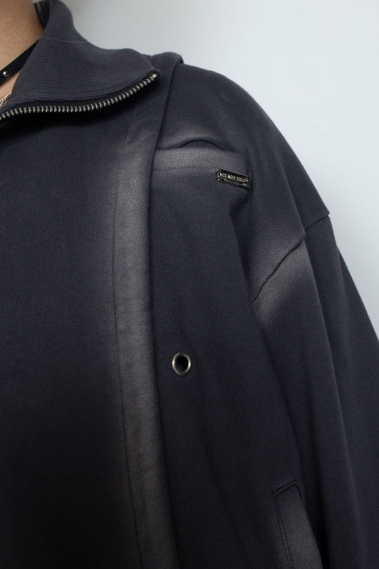 Shadow Effected Sweatshirt Blouson Charcoal