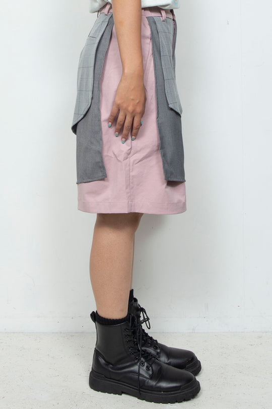 Multi-layer deconstructed silhouette shorts
