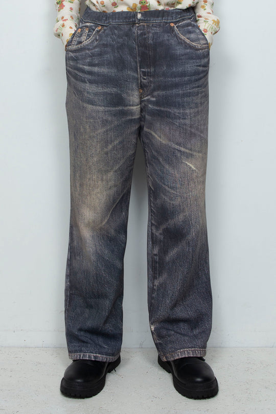 DENIM-PRINT TROUSERS