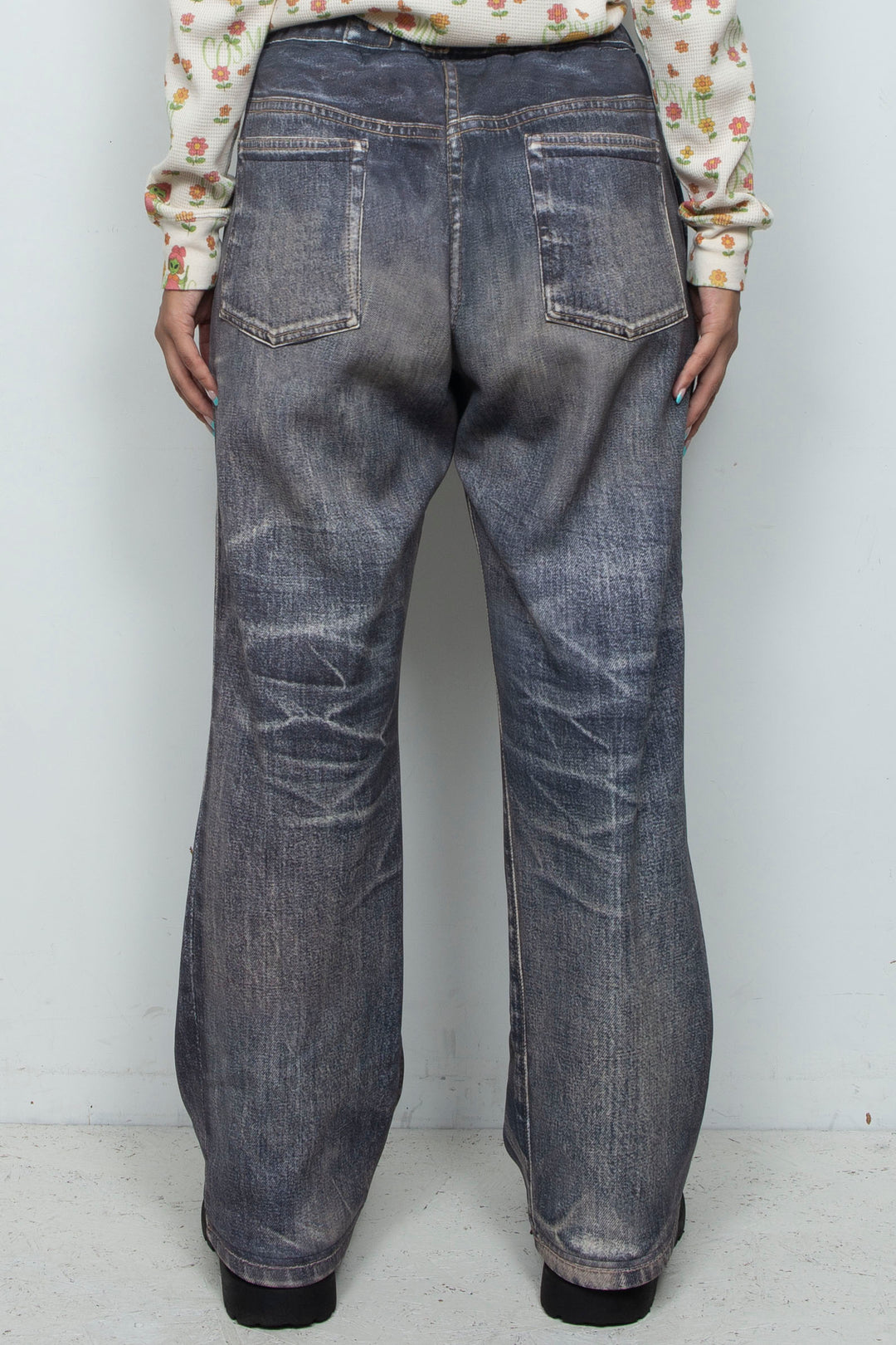 DENIM-PRINT TROUSERS