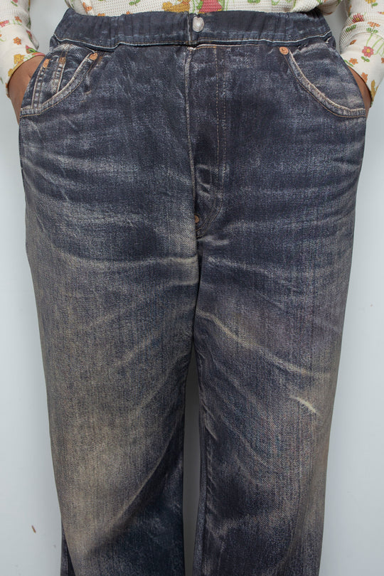 DENIM-PRINT TROUSERS
