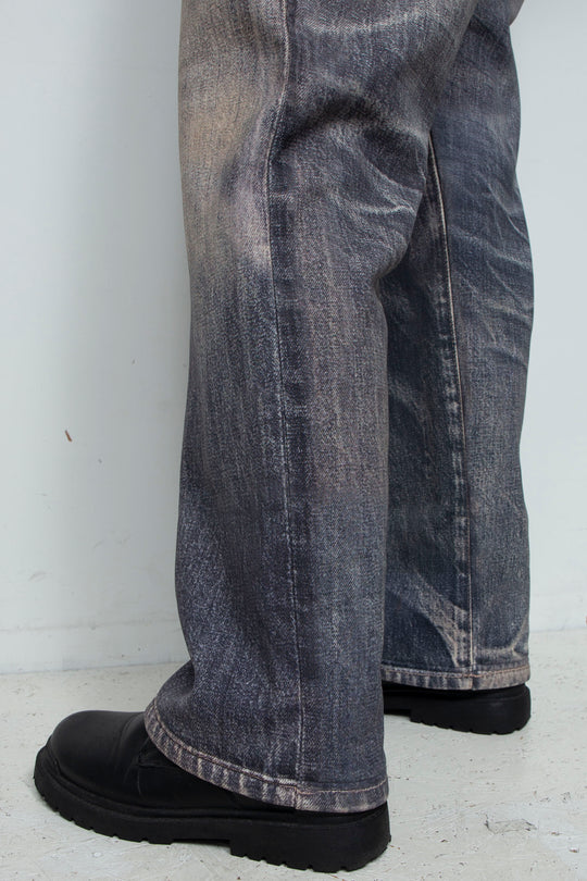 DENIM-PRINT TROUSERS