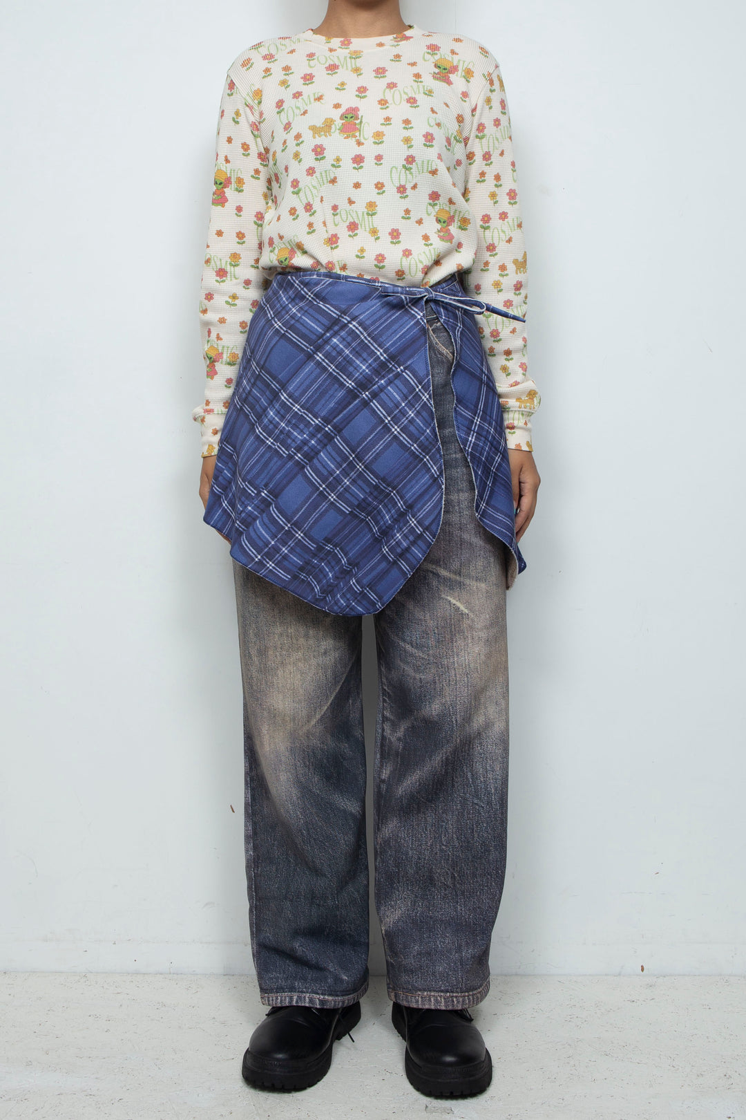 PRINTED WRAP SKIRT BLUE