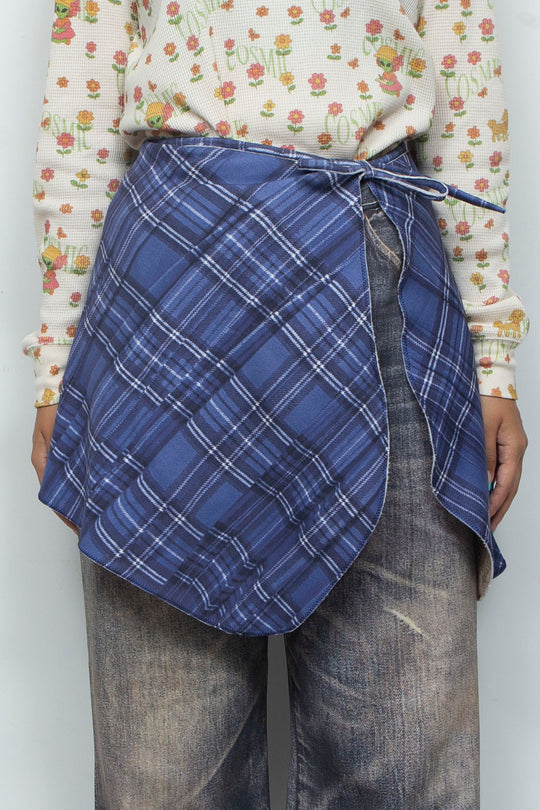 PRINTED WRAP SKIRT BLUE