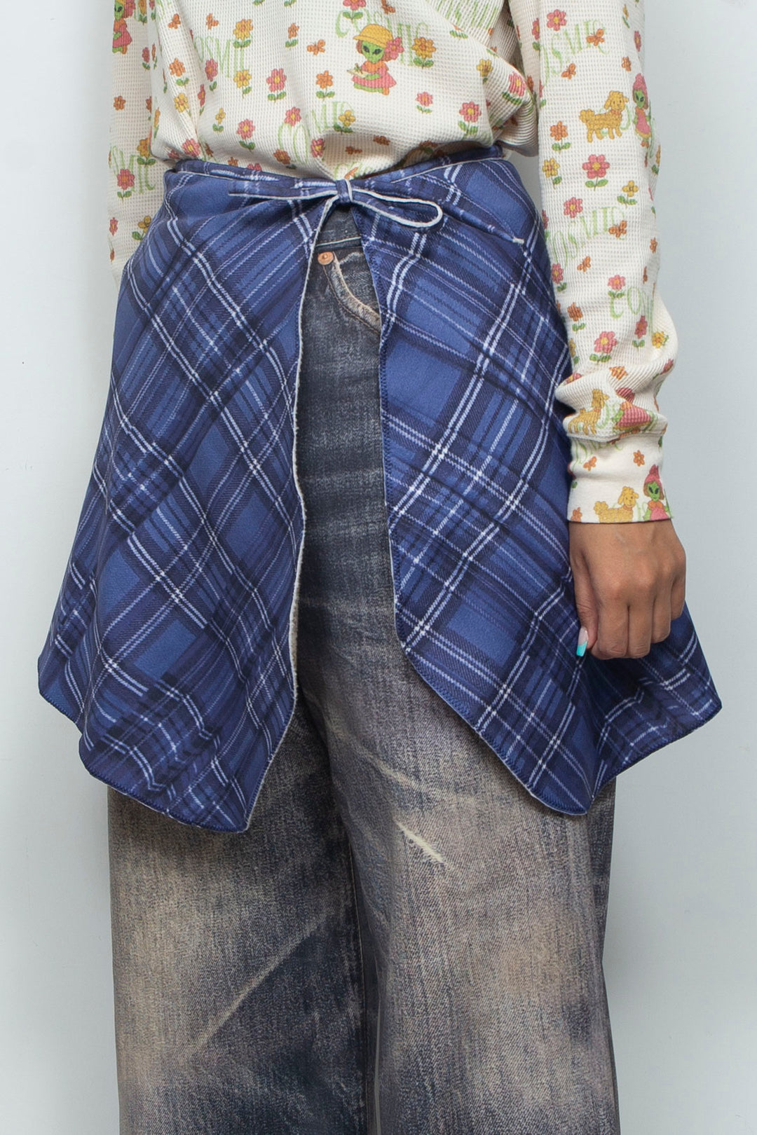 PRINTED WRAP SKIRT BLUE