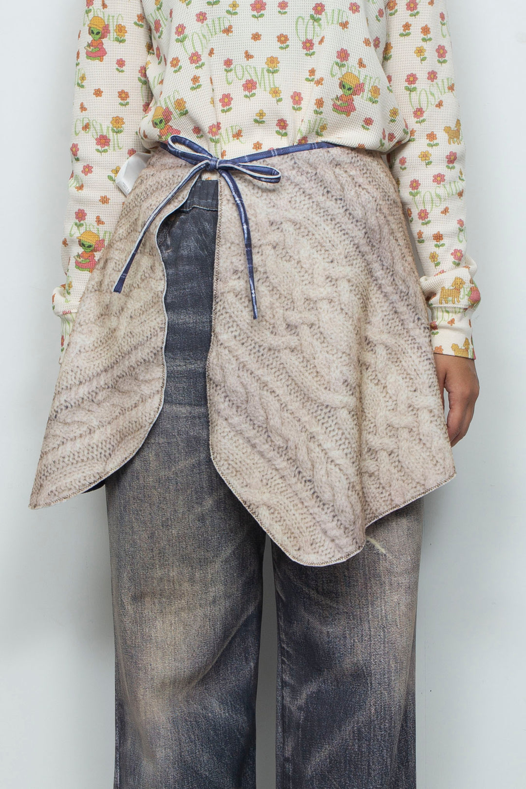 PRINTED WRAP SKIRT BLUE