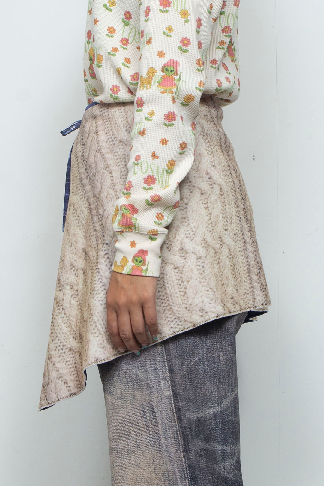 PRINTED WRAP SKIRT BLUE