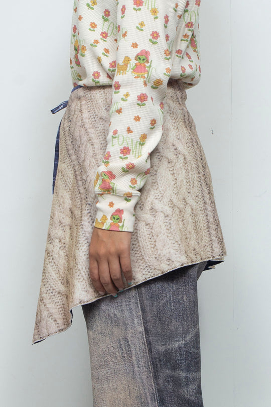 PRINTED WRAP SKIRT BLUE