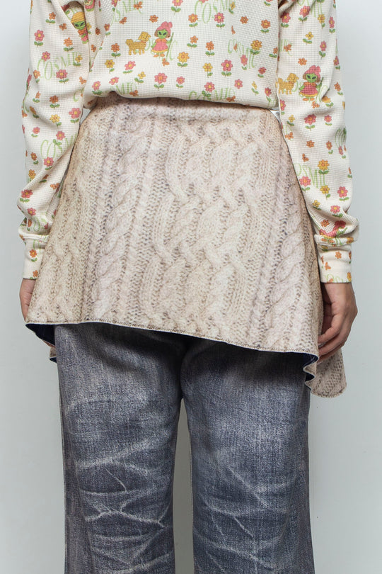 PRINTED WRAP SKIRT BLUE
