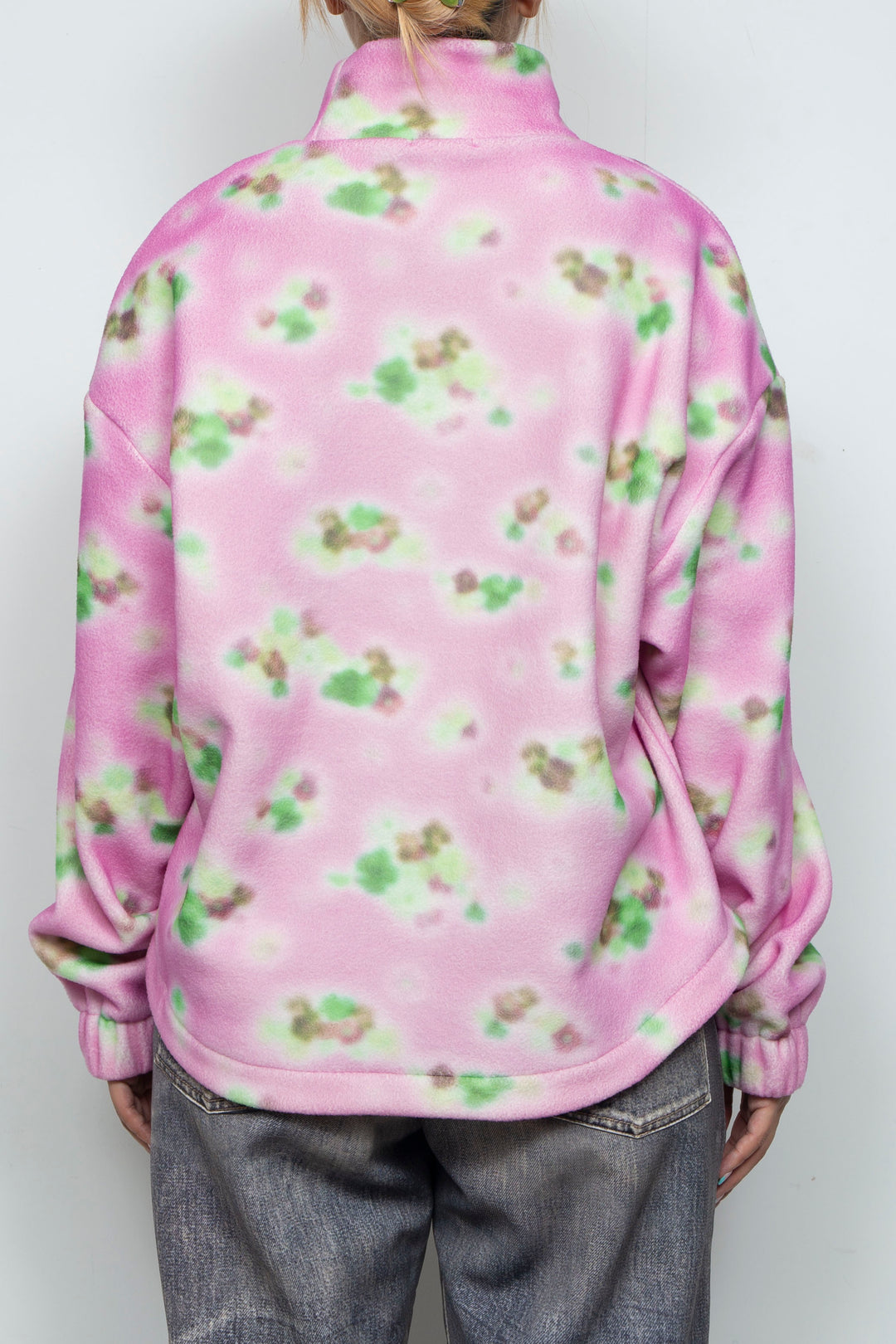 FLOWER PRINTED MOCK-NECK SWEATSHIRT