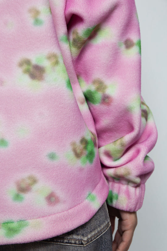 FLOWER PRINTED MOCK-NECK SWEATSHIRT