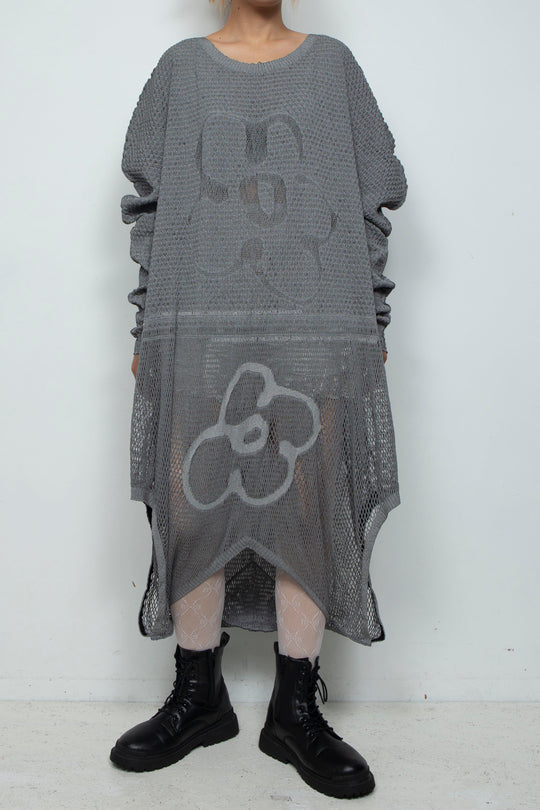 FOLD-OR-STRETCH FLOWER KNIT BLACK