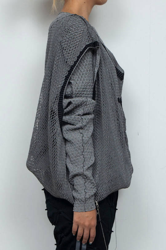 FOLD-OR-STRETCH FLOWER KNIT BLACK