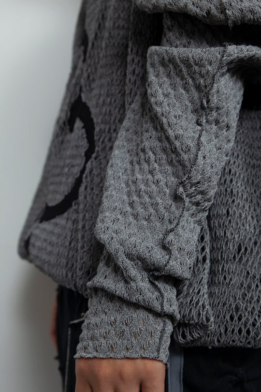 FOLD-OR-STRETCH FLOWER KNIT BLACK