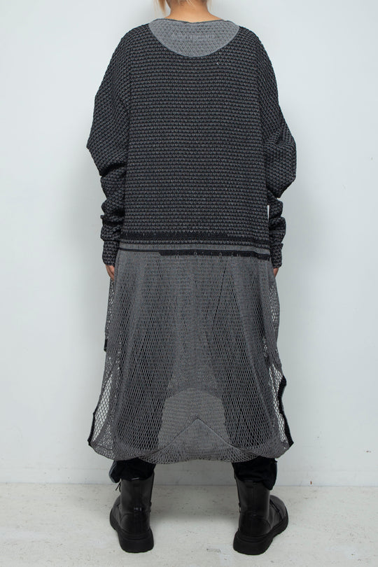 FOLD-OR-STRETCH FLOWER KNIT BLACK