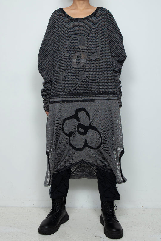 FOLD-OR-STRETCH FLOWER KNIT BLACK