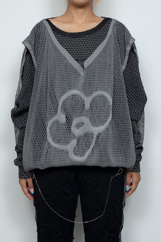 FOLD-OR-STRETCH FLOWER KNIT BLACK