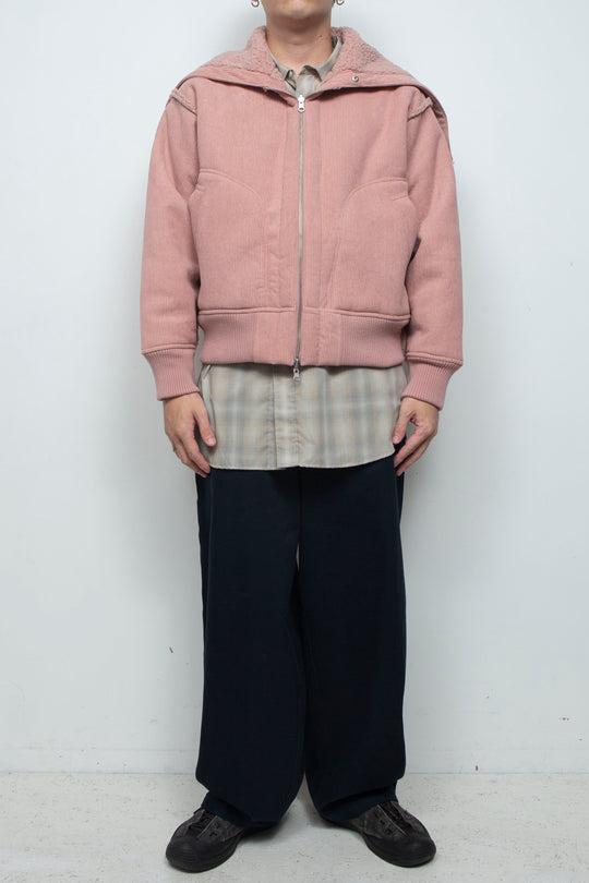 Corduroy Boa Mouton Reversible Split-Hoodie PINK