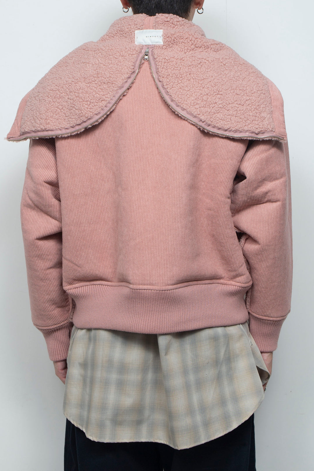 Corduroy Boa Mouton Reversible Split-Hoodie PINK