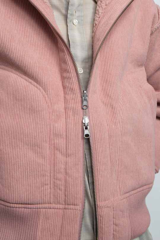 Corduroy Boa Mouton Reversible Split-Hoodie PINK