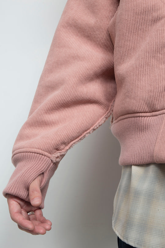 Corduroy Boa Mouton Reversible Split-Hoodie PINK