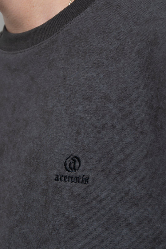 Batik-Dyed Thermal Layered Split Raglan Pullover CHARCOAL