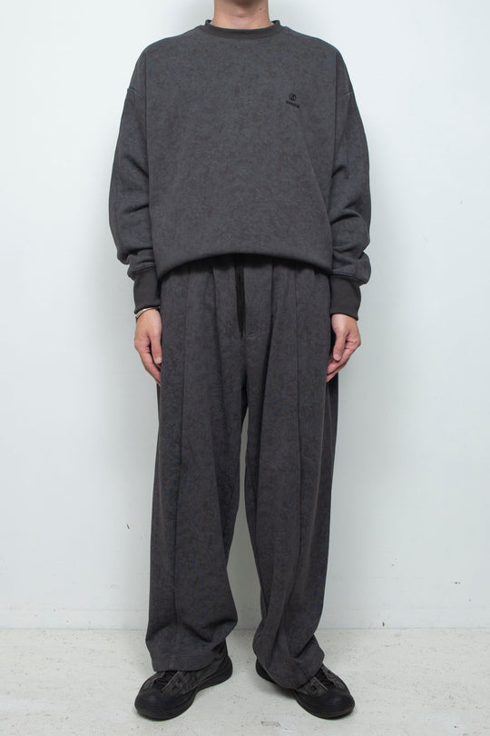 Batik-Dyed Layered Tuck Crescent Sweatpants CHARCOAL