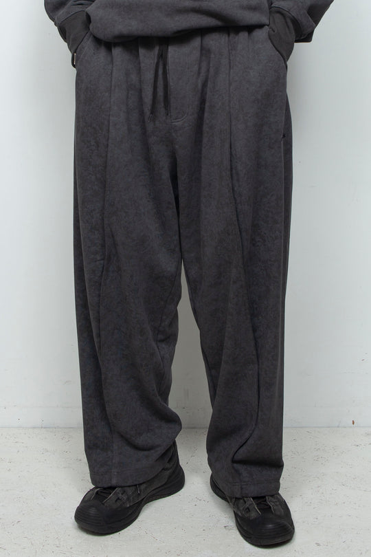 Batik-Dyed Layered Tuck Crescent Sweatpants CHARCOAL