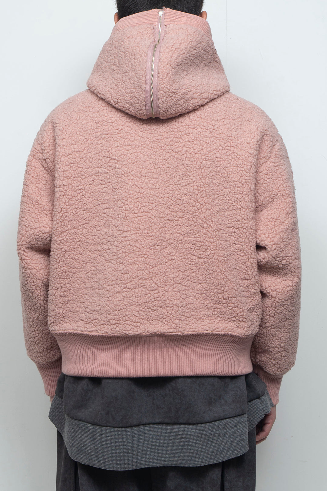 Corduroy Boa Mouton Reversible Split-Hoodie PINK