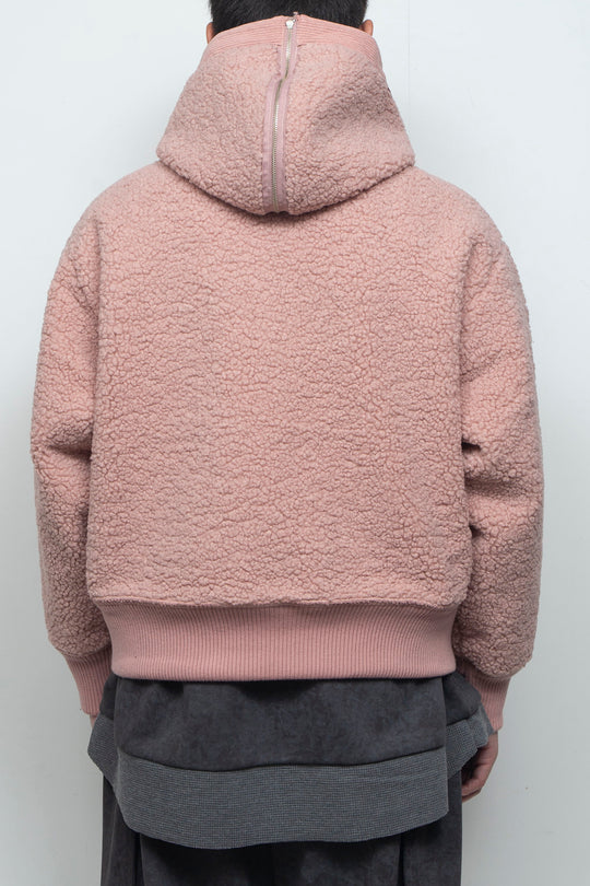 Corduroy Boa Mouton Reversible Split-Hoodie PINK