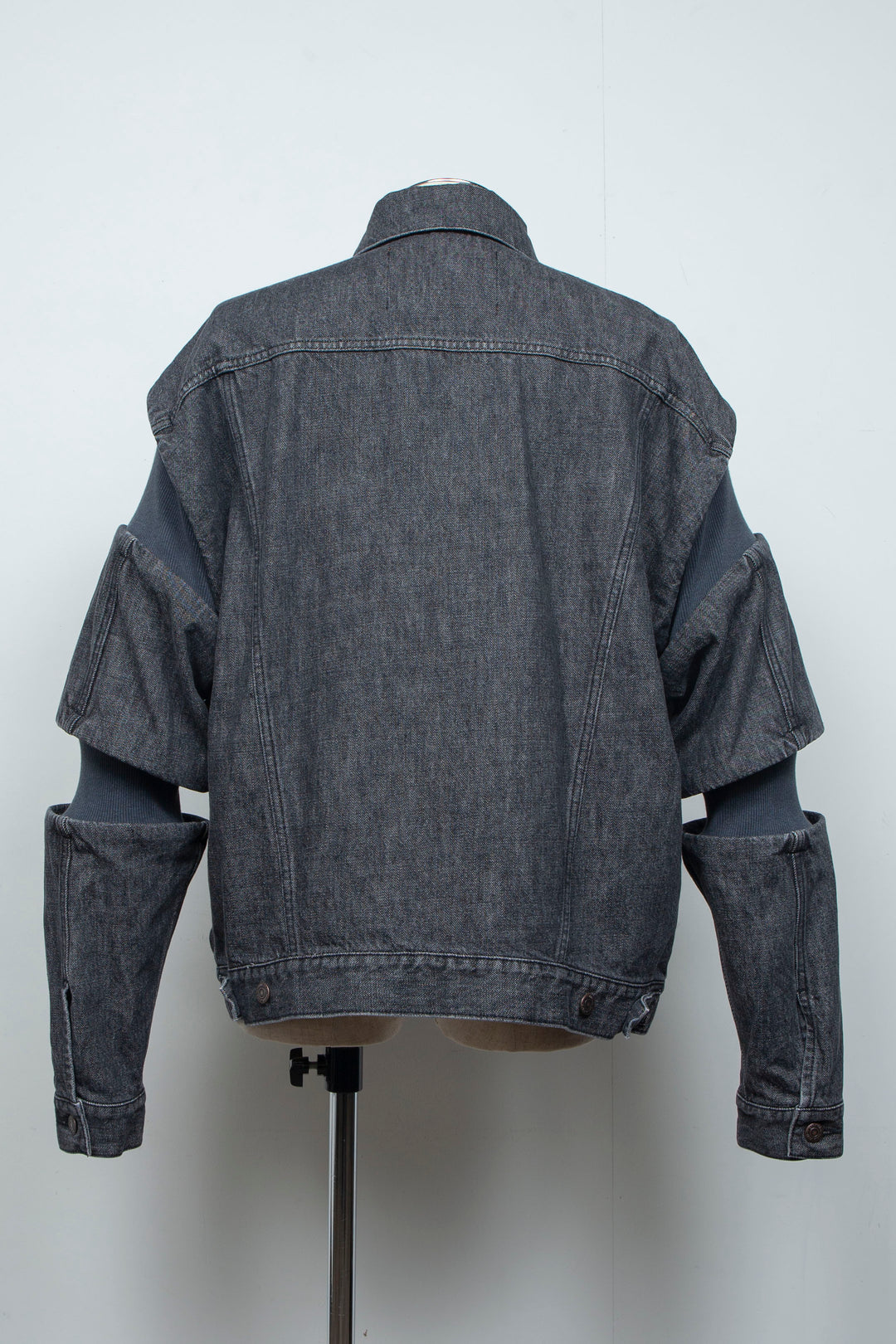 Rib Knit Denim Jacket Black