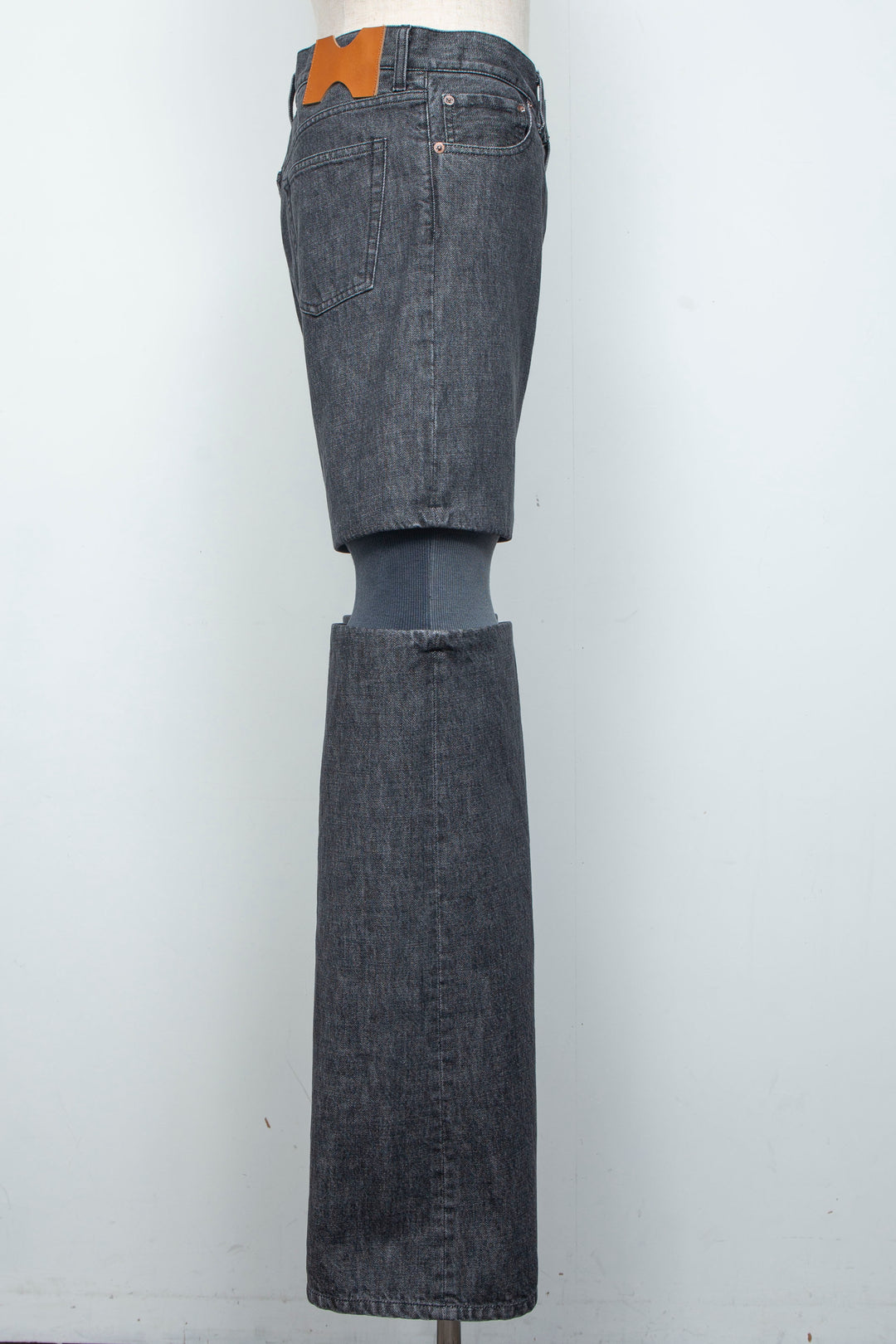 Rib Knit Denim Bottoms Black
