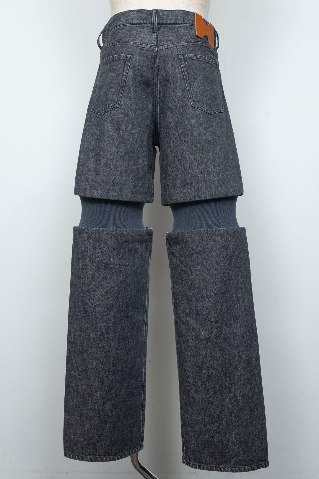 Rib Knit Denim Bottoms Black